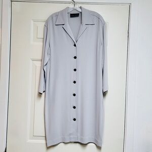 NBW - Vintage Ellen Tracy Shift Coat Dress Button Down Front Dove Grey, (8)